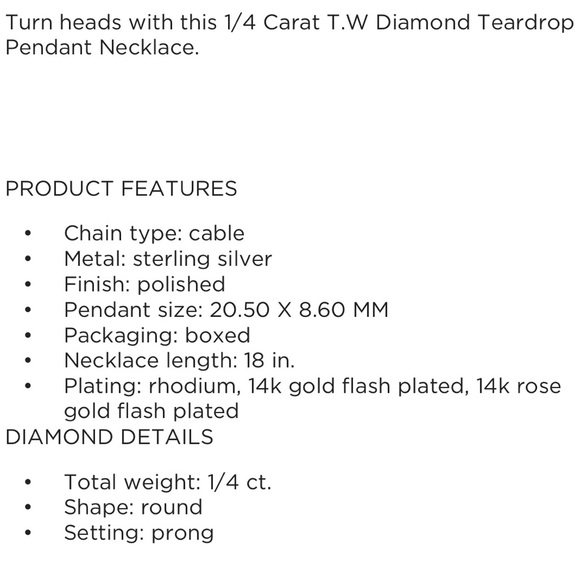 1/4 Carat T.W Diamond Teardrop Pendant Necklace - Picture 2 of 9